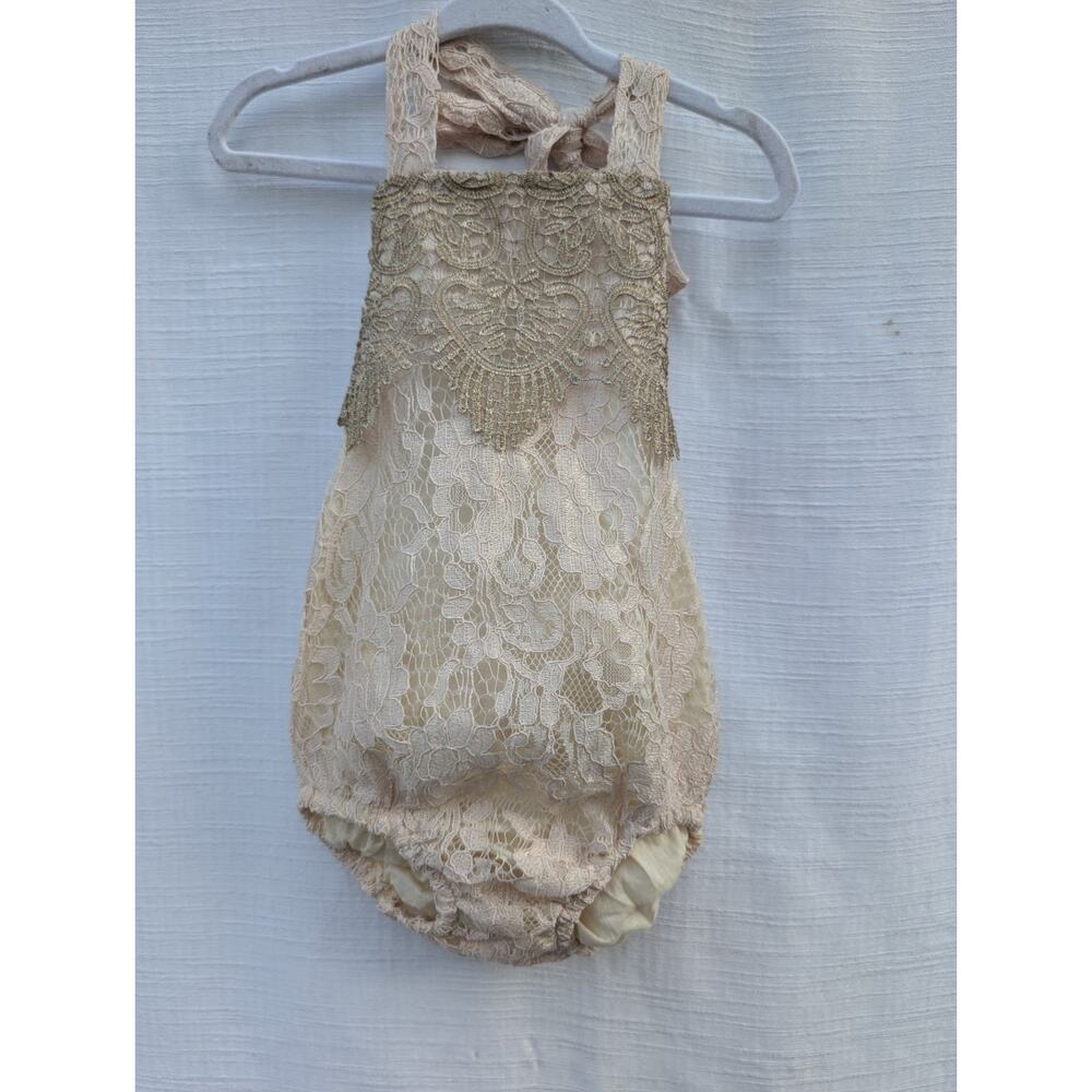Heirloom Lace‎ Baby Romper 12–18M Vintage Style Boho Chic Floral Embroidered